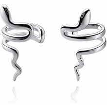 Sterling Silver Snake Cuff Earrings Clip-On No Piercing
