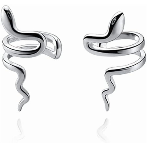 Sterling Silver Snake Cuff Earrings Clip-On No Piercing