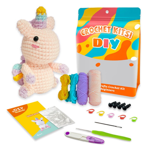 Beginner Crochet Kit Animal DIY with Instructions Wool Yarn