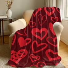 Heart Throw Blanket Flannel 29.5x39.4 in Pink Red