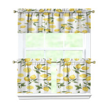 Yellow Lemon Kitchen Curtains and Valance Set 3-Piece