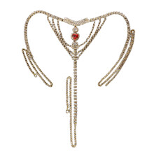 Crystal Heart G-string Thong with Waist Belt