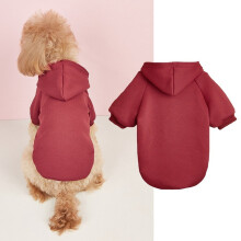 Fleece-Lined Dog Hoodie Soft Warm Wine Color