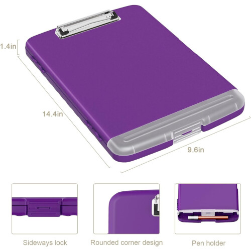 Deep Purple Clipboard with Storage 8.5" x 11" 2