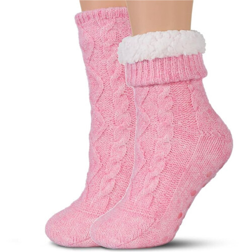 Women's Slipper Socks with Grippers and Sherpa Lining 2