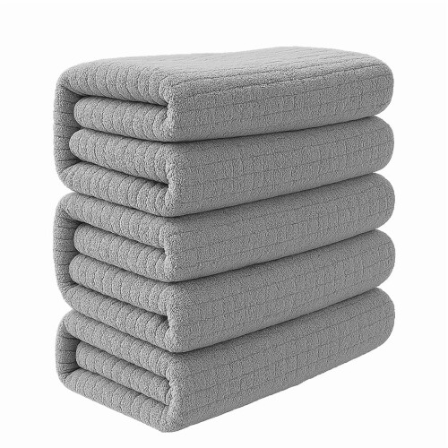 Bamboo Fiber Bath Towel Set 4 Pieces Thick Absorbent 2