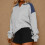 Women's Oversized Quarter-Zip Sweatshirt Color Block 3