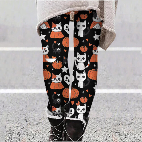 Women's Halloween Batwing Print Leggings Plus Size 1