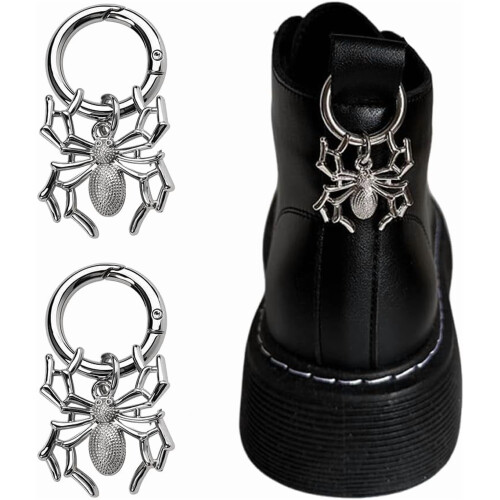 Spider Charm Gothic Boots Accessory Silver Metal 1 Piece 1