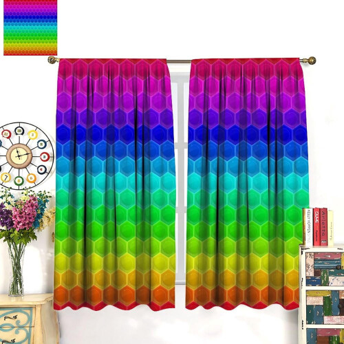 Rainbow Hexagonal Curtains 72x63in for Kids Bedroom 2