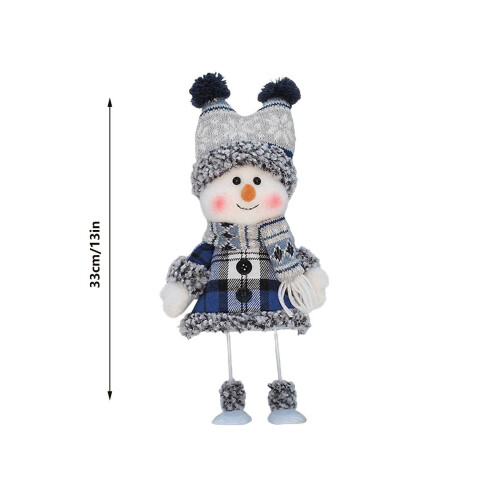 Blue Fabric Snowman Plush Doll with Hat and Scarf 2
