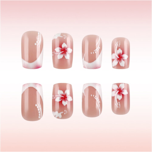 French Tip Square Press-On Nails Full Cover 2