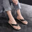 Men's Wood Grain Leather Flip Flops – Lightweight, 3