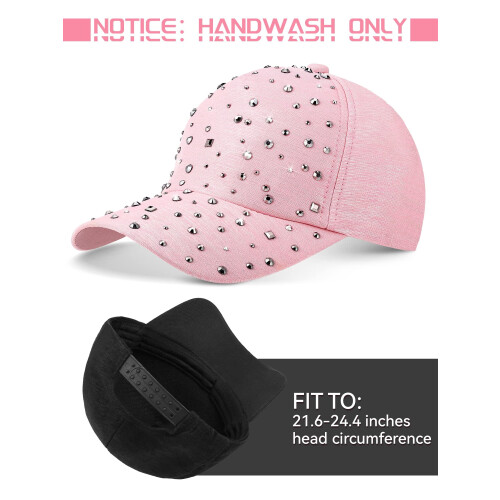 Adjustable Breathable Rhinestone Baseball Cap 2 Pcs 1