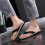 Men's Wood Grain Leather Flip Flops – Lightweight, 7
