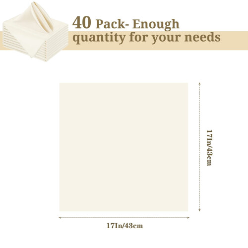 Gold Satin Napkins 40 pcs 17 inch Square 1