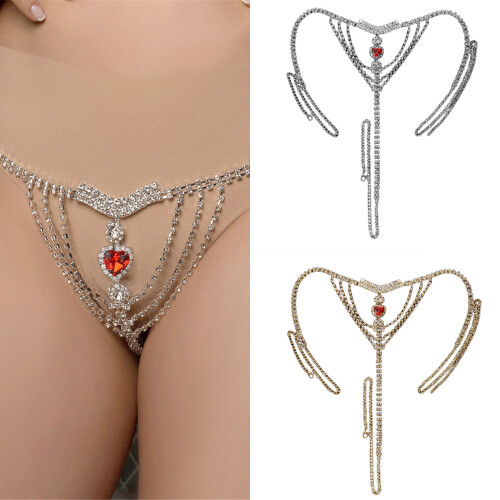 Crystal Heart G-string Thong with Waist Belt 1