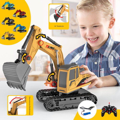 Grey Wireless Excavator Toy 24GHz Control Rotating Cab 2