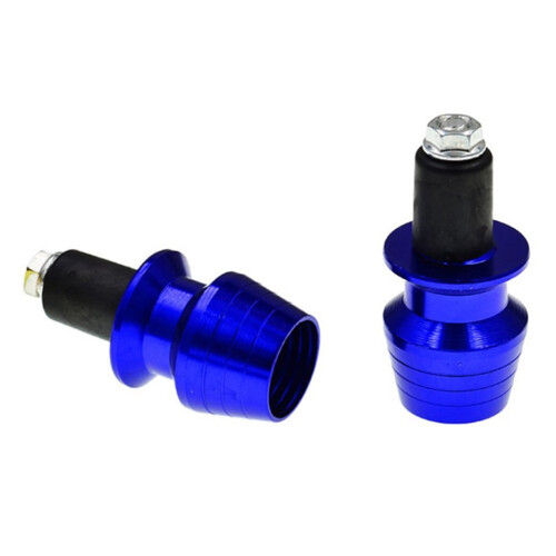 Motorcycle Handlebar End Caps Blue Aluminum 2 Pcs 1