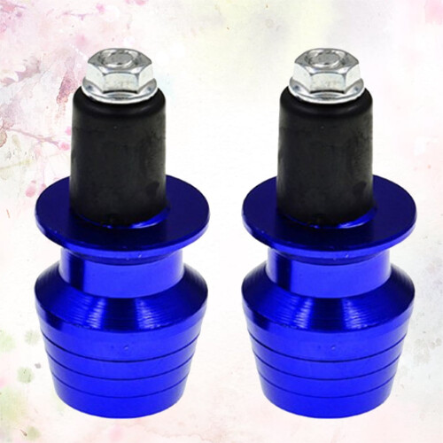 Motorcycle Handlebar End Caps Blue Aluminum 2 Pcs 2