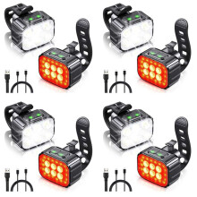 4X Bike Light Set Super Bright,Bike USB Rechargeable LED Light,Bike Light for Night Riding,Bike Front and Tail Light