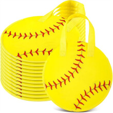 12 Pcs Softball Party Favor Bags 10 X 10 Inch Softball Gift Bags with Handle Round Non Woven Gift Pouches