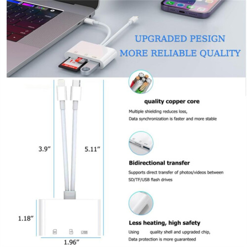Card Reader for ,USB C and for  Interface Dual Port  Card Adapter, Memory Card Reader for Camera Adapter