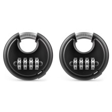 2X 4 Digit Combination Disc Padlock with Hardened Steel Shackle Combo Lock for Sheds, Storage Unit, School Gym Locker