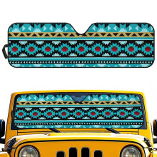 Foldable Aztec Sun Shade Blue Turquoise 52.95" x 16.14"
