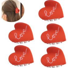 Heart-Shaped Hair Clips Set 5 Pieces for Girls