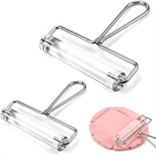2 Pcs Acrylic Clay Roller 4 and 6 Inch Clay Rolling Pin and Stamping Tools with Steel Handle for DIY Handmade Printing