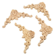 Wood Carved Corner Onlay Applique 8x8cm 4 pcs
