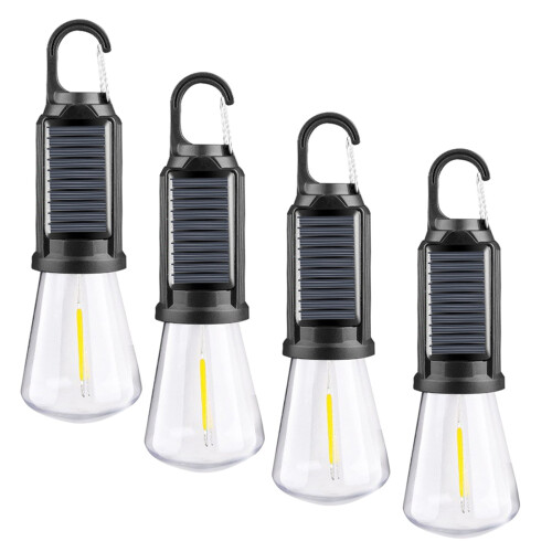Solar USB Rechargeable LED Tent Lights 4-Pack