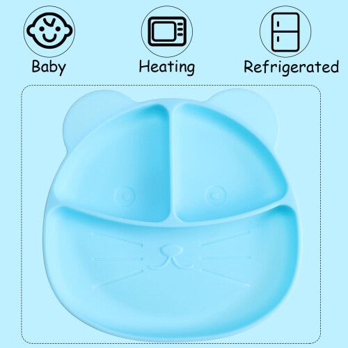 Silicone Divided Plate for Kids Blue 1 Piece