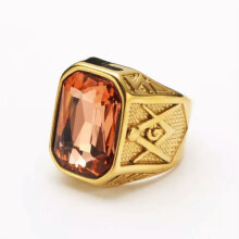 Men's Stainless Steel Masonic Ring Gold Champagne Size 7-13