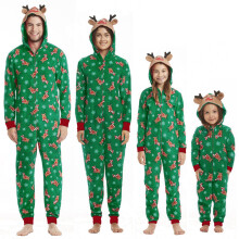 Family Matching Pajamas Set Reindeer Hooded Onesies Zipper