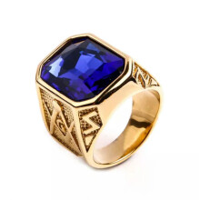 Men's Stainless Steel Masonic Ring Size 7-13 Gold Deep Blue