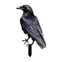 Crow Ornament Halloween Decor Black Plastic 1 Piece