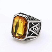 Men's Stainless Steel Masonic Ring Silver Yellow Size 7-13