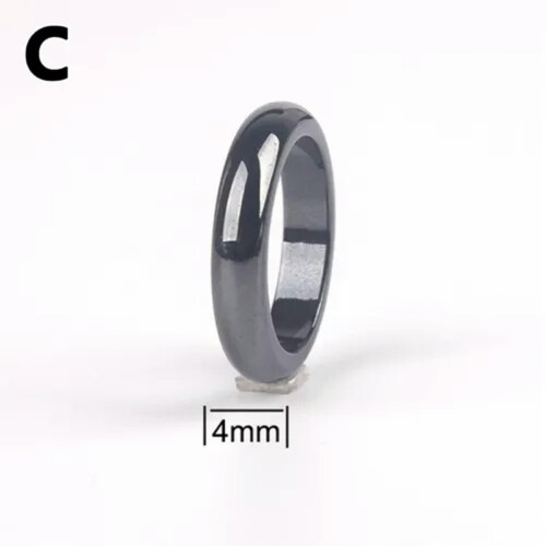 Black Hematite Magnetic Healing Ring Band Size 6-12