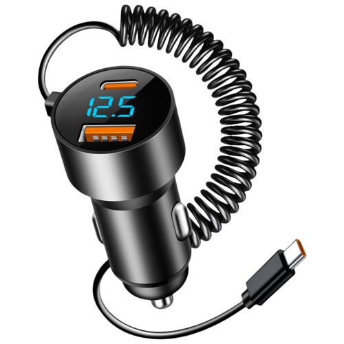Intelligent Car Charger 2-Port Fast Charging Adapter with