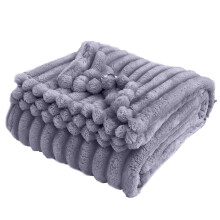 Fuzzy Throw Blanket Ribbed Soft Purple 90.5x78.7 Inch