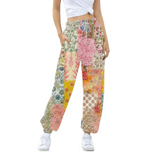 Women's Floral Print Joggers with Pockets Yellow M