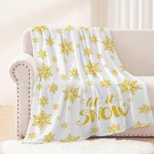 Christmas Kids Throw Blanket White Gold Snowflake 40x50