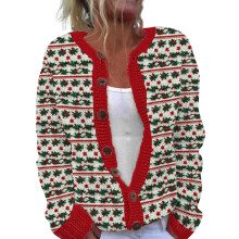 Women's Ugly Christmas Sweater Cardigan Watermelon Red L