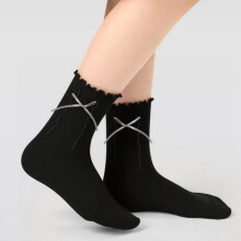 Girls Knee-High Socks with Lace Cuffs, Soft Comfortable,