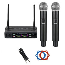 Dual Channel Professional Wireless Microphone System UHF Frequency Cordless Dynamic Mic for Karaoke Party Meet EU Plug