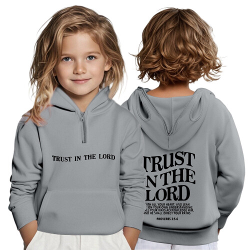 Boys Letter Print Pullover Zip Hoodie with Pockets 1