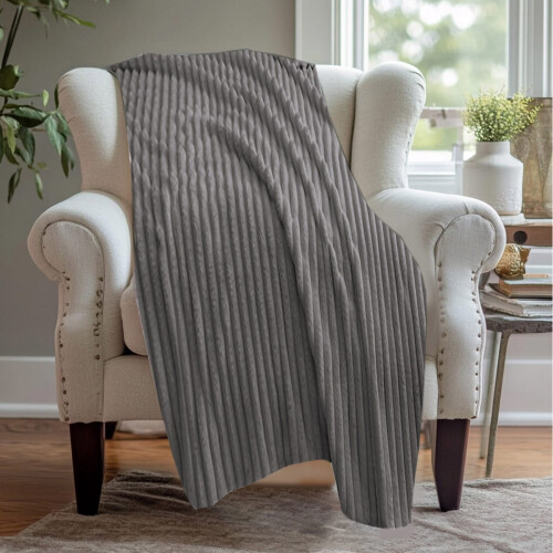 Grey Raschel Blanket Soft Thick Double Layer 40x60 Inches 1