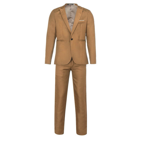 Men's Slim Fit Solid Two-Piece Suit Set 1
